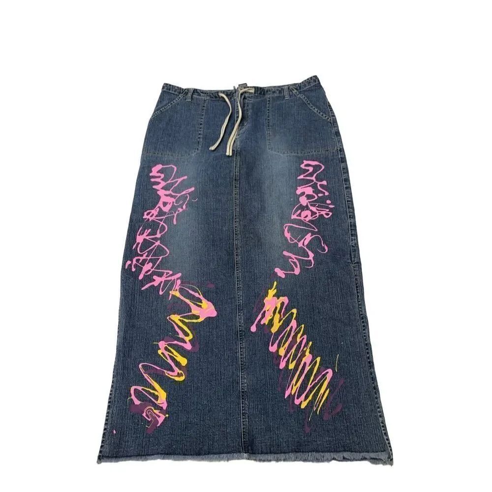 Denim Painted Vintage Skirt